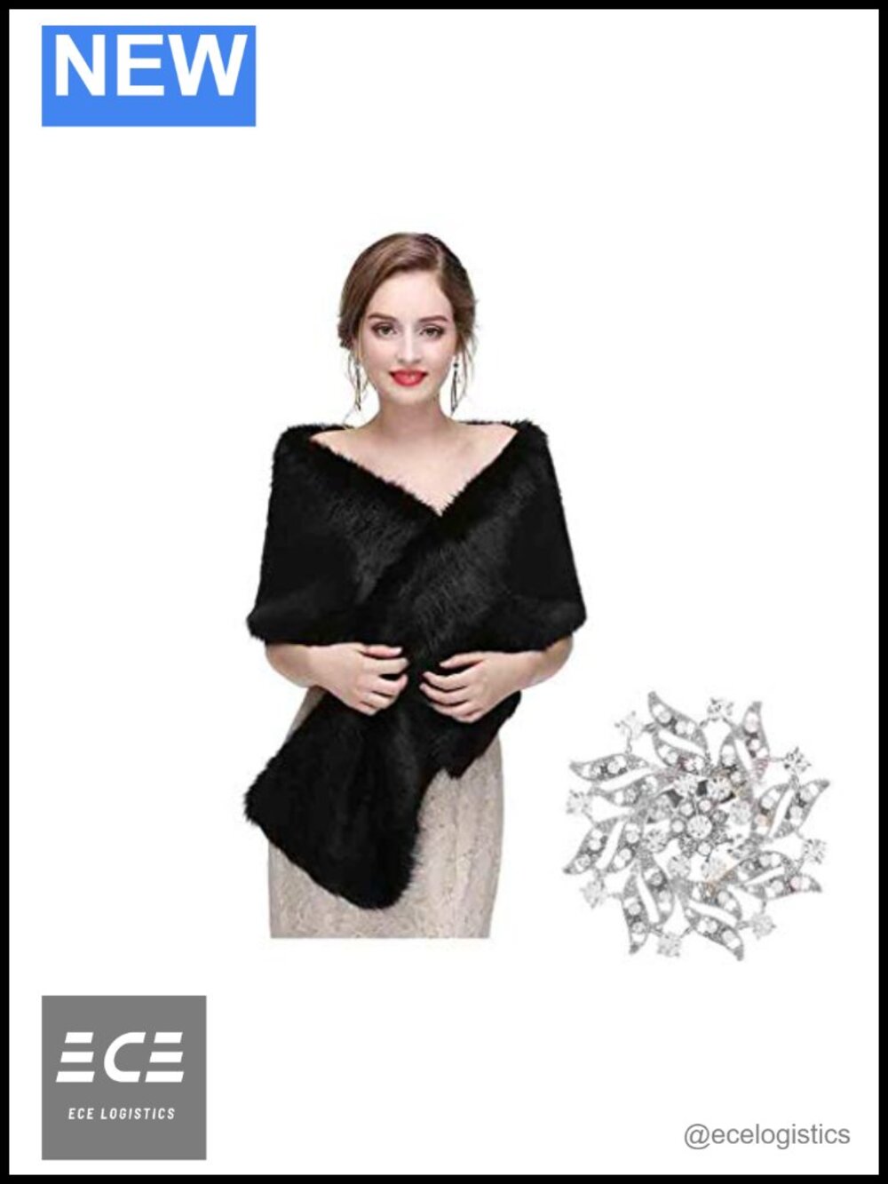 Faux Fur Wedding Shawl Wrap Sleeveless Bridal Stole Scarf for Bride